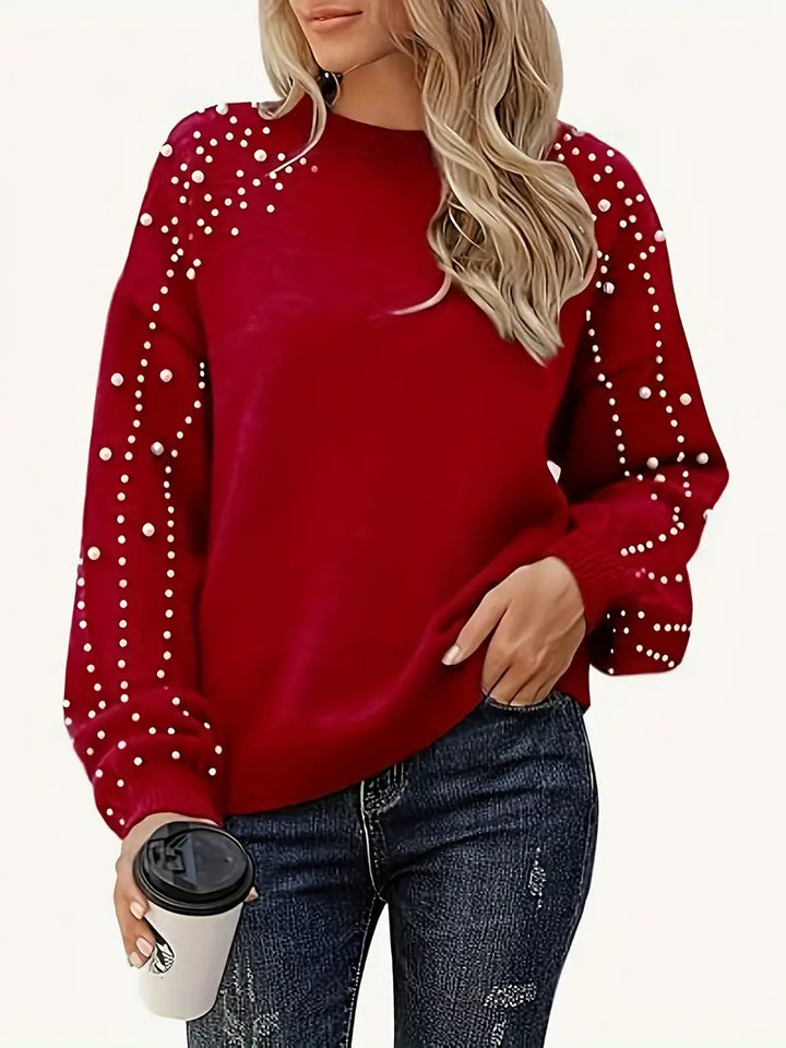 Gerdborg | Damen Strickpullover mit Perlenbesatz - Red - Image 1