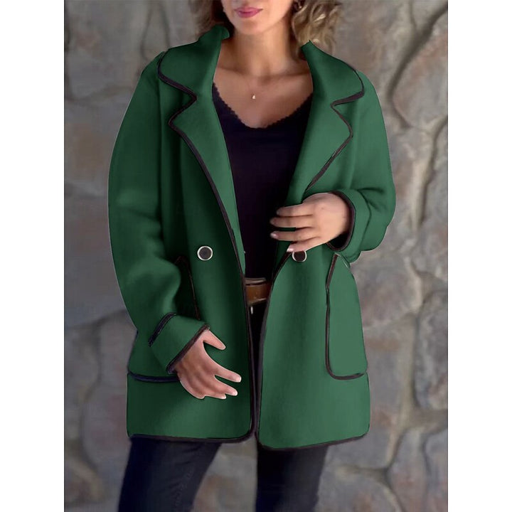 Gerdlind | Damen Wollmantel mit Kontrastpaspel - Green - Image 1