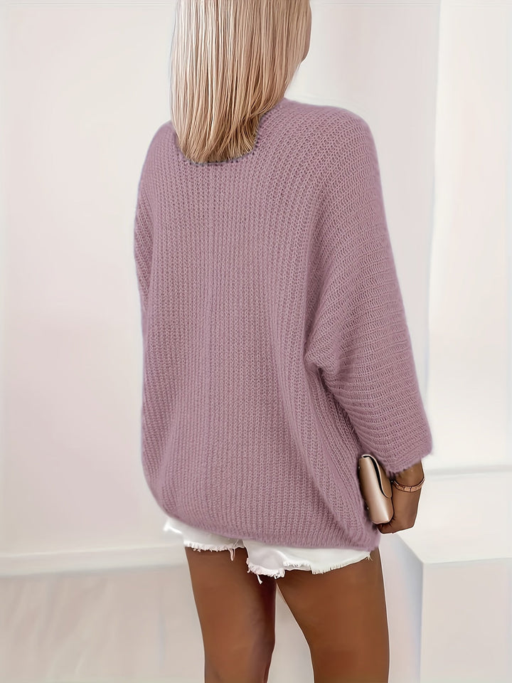 Gerdula | Damen Strickjacke Offene Front Cardigan - Lilac - Image 7