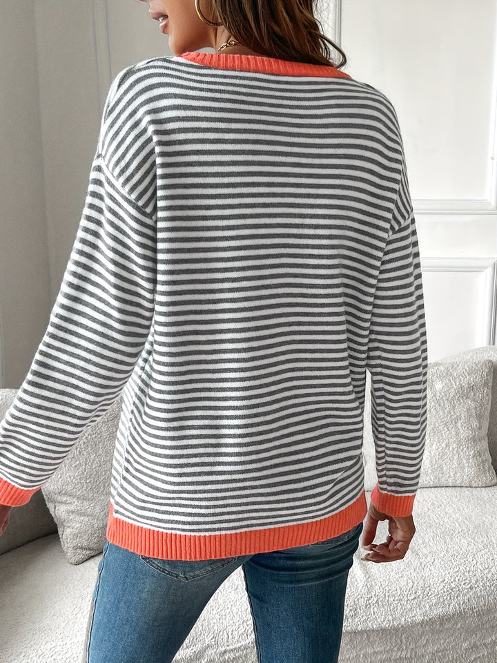 Gerdwine | Damen Streifenpullover Langarm Rundhals - Striped - Image 3