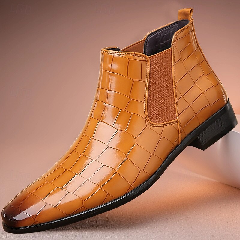 Gereon | Herren Chelsea Stiefelette Kroko-Look - Camel - Image 1