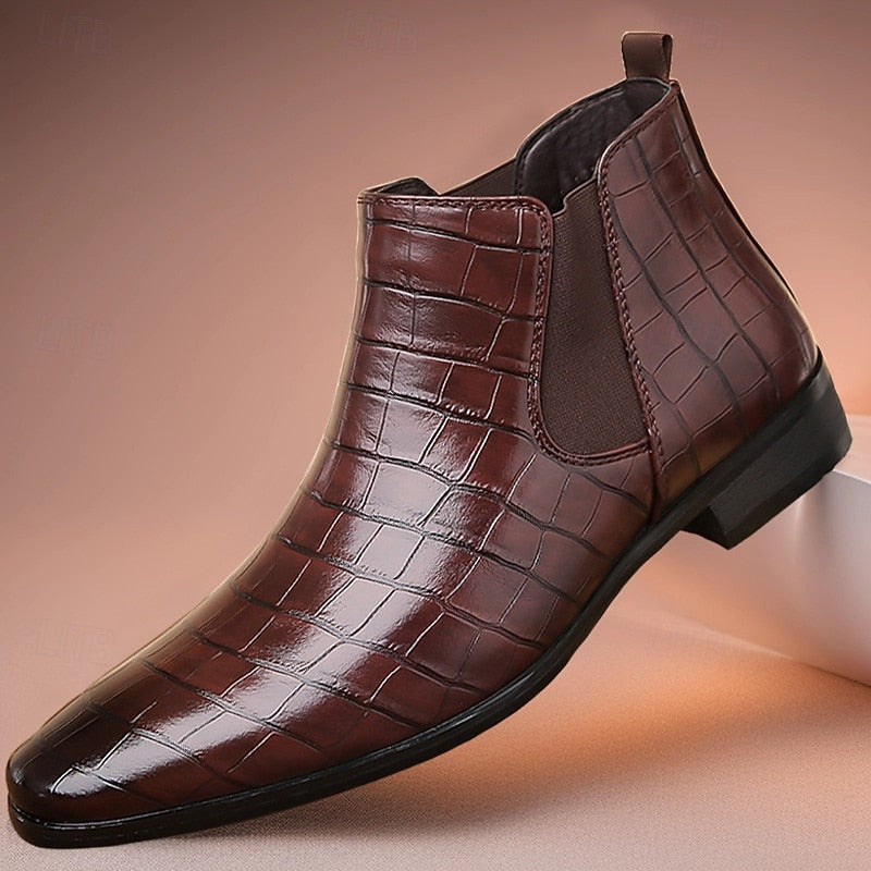 Gereon | Herren Chelsea Stiefelette Kroko-Look - Camel - Image 12