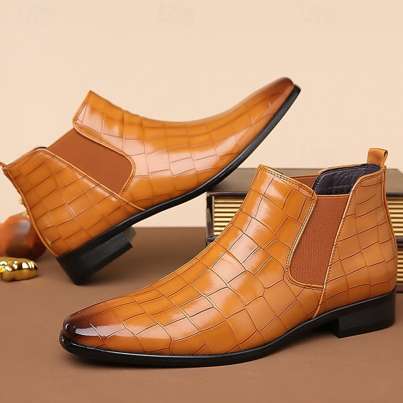 Gereon | Herren Chelsea Stiefelette Kroko-Look - Camel - Image 2