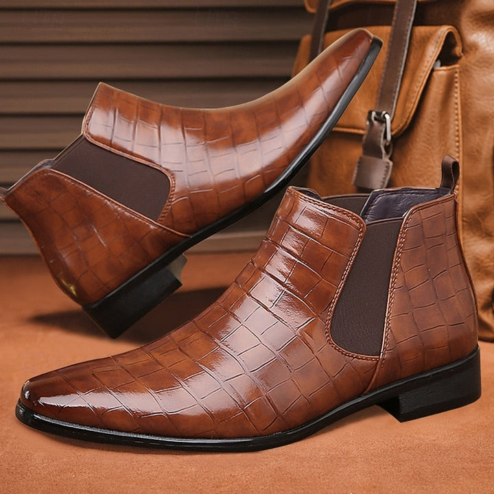 Gereon | Herren Chelsea Stiefelette Kroko-Look - Camel - Image 6