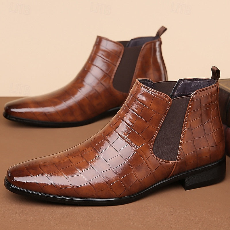 Gereon | Herren Chelsea Stiefelette Kroko-Look - Camel - Image 7