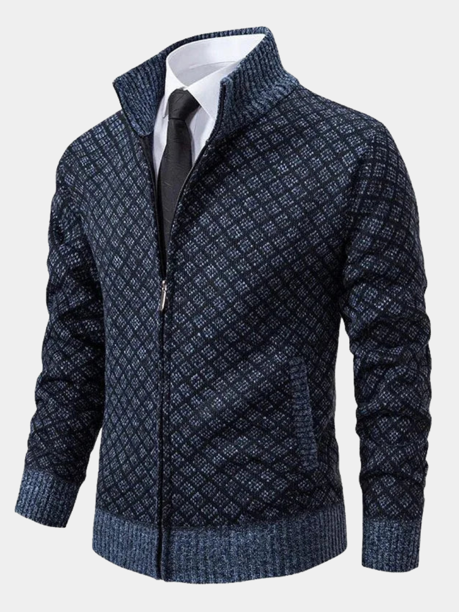 Gerhard | Herren Strickjacke mit Reißverschluss - Navy - Image 1
