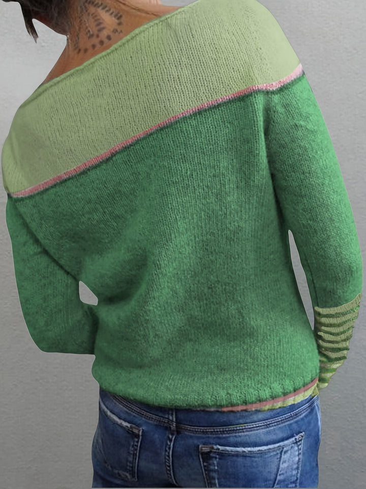 Gerhild | Damen Strickpullover mit Streifenmuster - Grey - Image 8