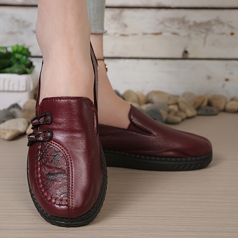 Gerlana | Damen Loafer Slipper Flacher Schuh - Burgundy - Image 1