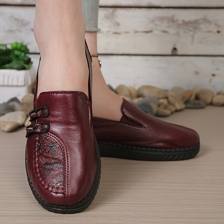 Gerlana | Damen Loafer Slipper Flacher Schuh - Burgundy - Image 1
