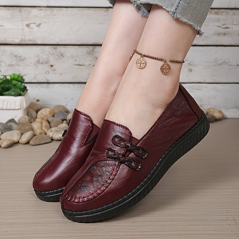 Gerlana | Damen Loafer Slipper Flacher Schuh - Burgundy - Image 4