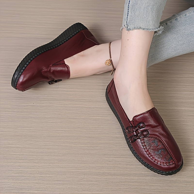 Gerlana | Damen Loafer Slipper Flacher Schuh - Burgundy - Image 5