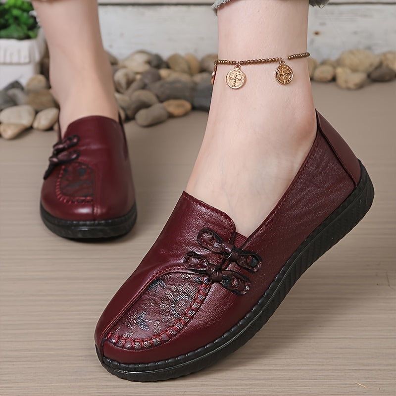 Gerlana | Damen Loafer Slipper Flacher Schuh - Burgundy - Image 7