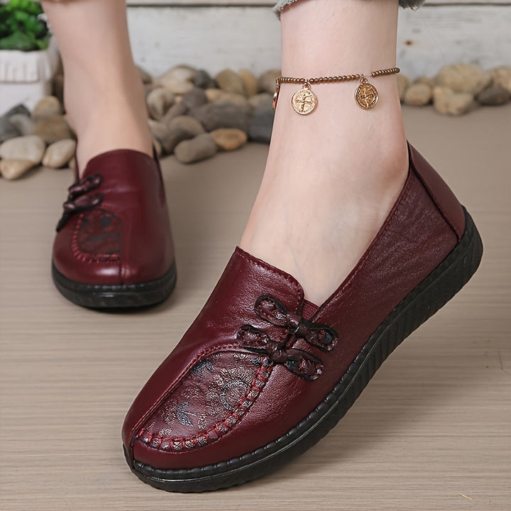 Gerlana | Damen Loafer Slipper Flacher Schuh - Burgundy - Image 9