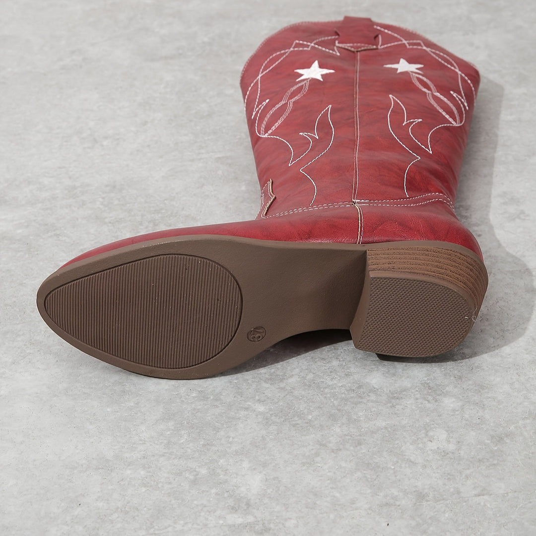 Gerlinde | Damen Kniehohe Westernstiefel Weitschaft - Red - Image 5