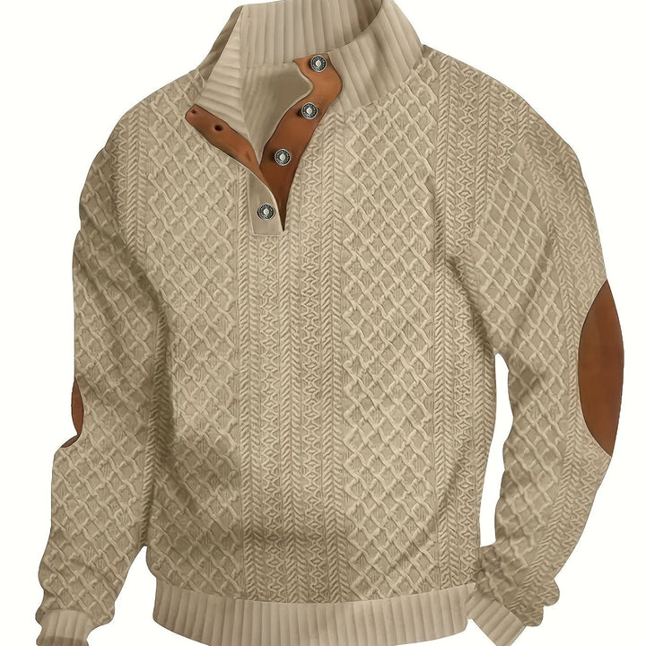 Gerlof | Herren Stehkragen Pullover Strukturstrick - Beige - Image 1