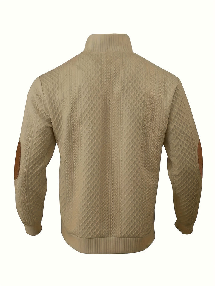 Gerlof | Herren Stehkragen Pullover Strukturstrick - Beige - Image 2
