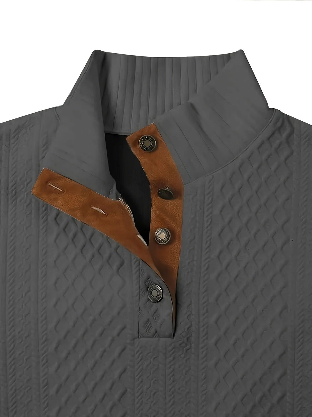 Gerlof | Herren Stehkragen Pullover Strukturstrick - Beige - Image 27