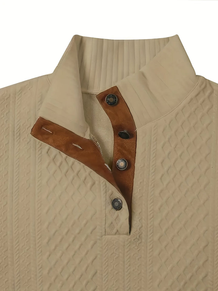 Gerlof | Herren Stehkragen Pullover Strukturstrick - Beige - Image 3
