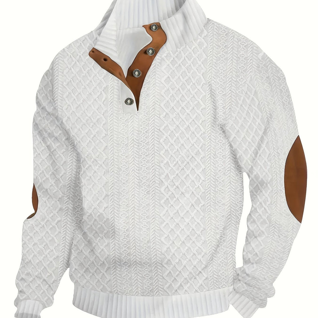 Gerlof | Herren Stehkragen Pullover Strukturstrick - Beige - Image 32
