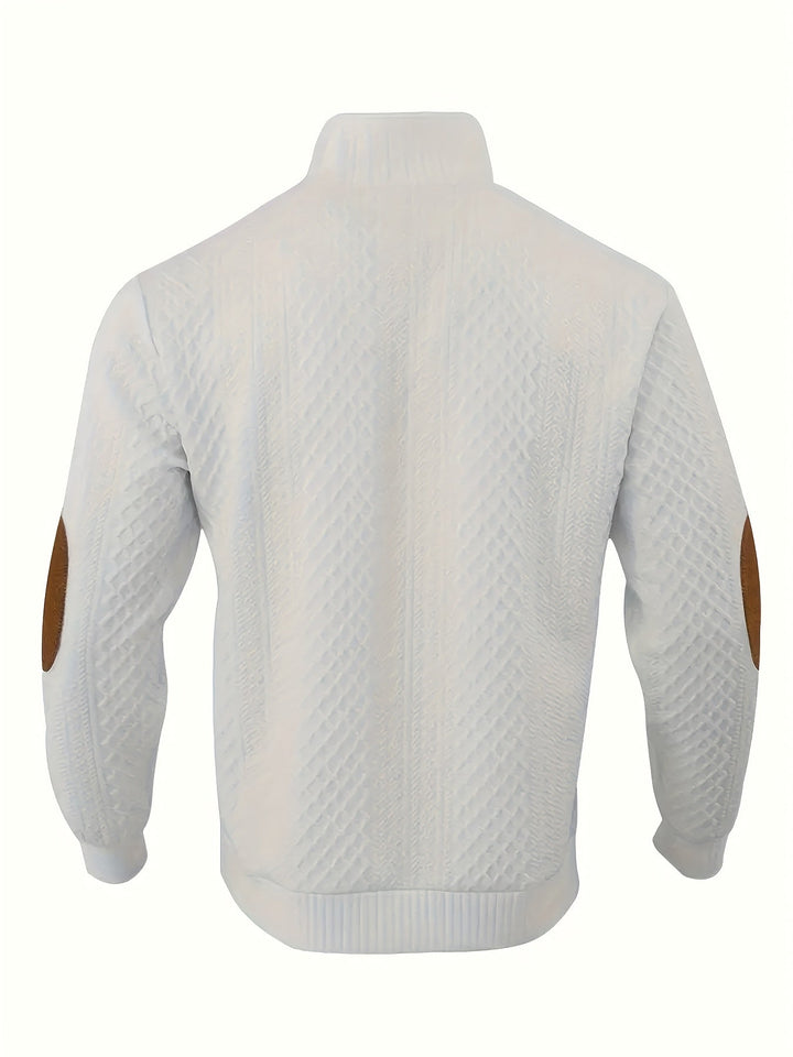 Gerlof | Herren Stehkragen Pullover Strukturstrick - Beige - Image 34