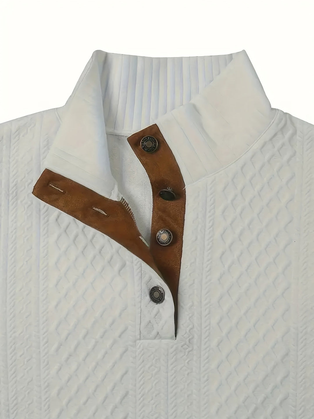 Gerlof | Herren Stehkragen Pullover Strukturstrick - Beige - Image 35