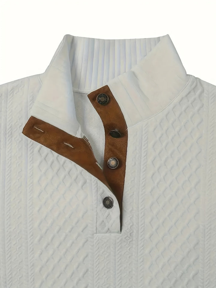 Gerlof | Herren Stehkragen Pullover Strukturstrick - Beige - Image 35