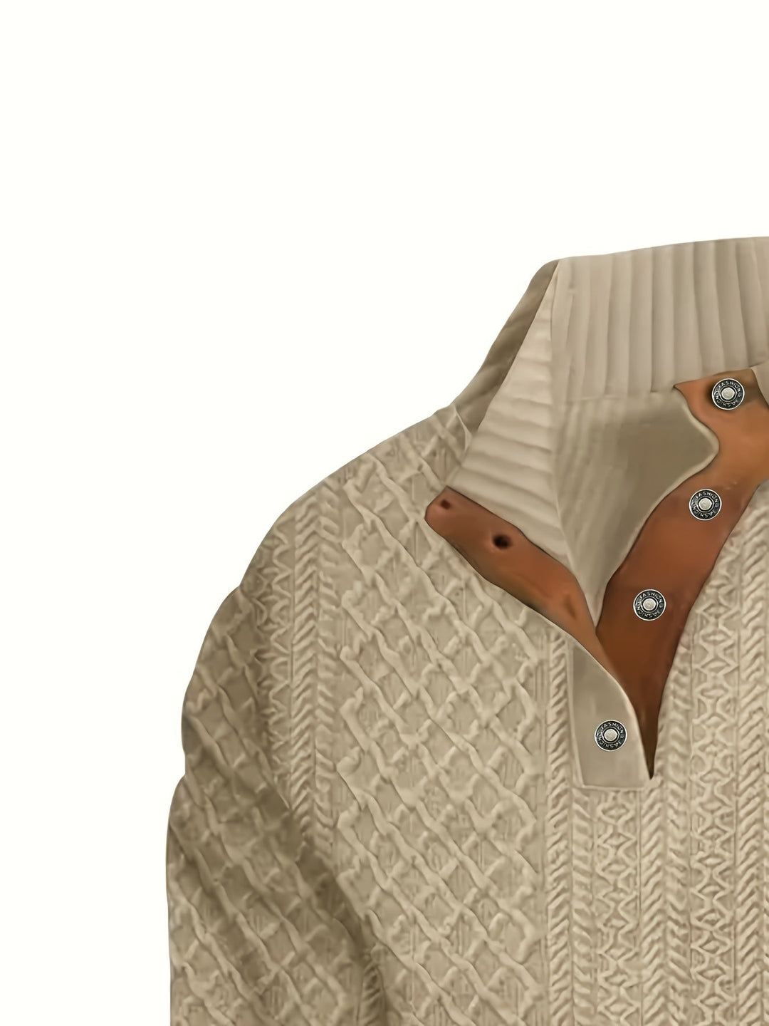 Gerlof | Herren Stehkragen Pullover Strukturstrick - Beige - Image 4