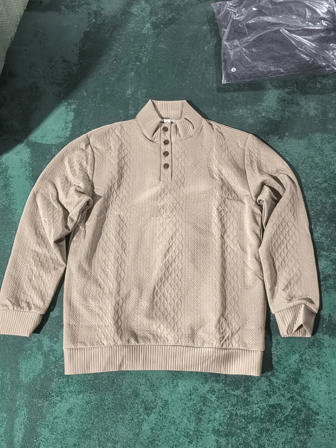 Gerlof | Herren Stehkragen Pullover Strukturstrick - Beige - Image 6