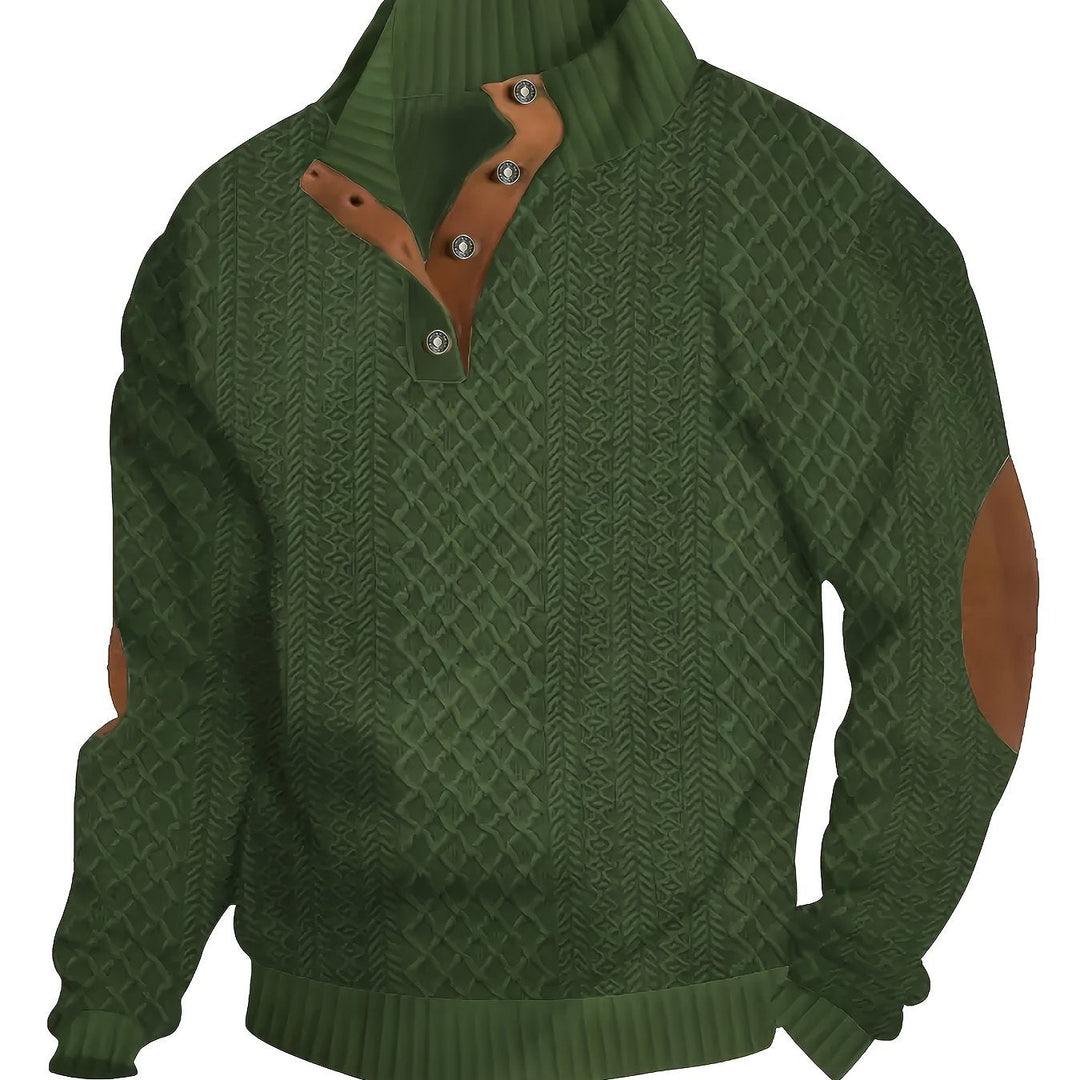 Gerlof | Herren Stehkragen Pullover Strukturstrick - Beige - Image 8