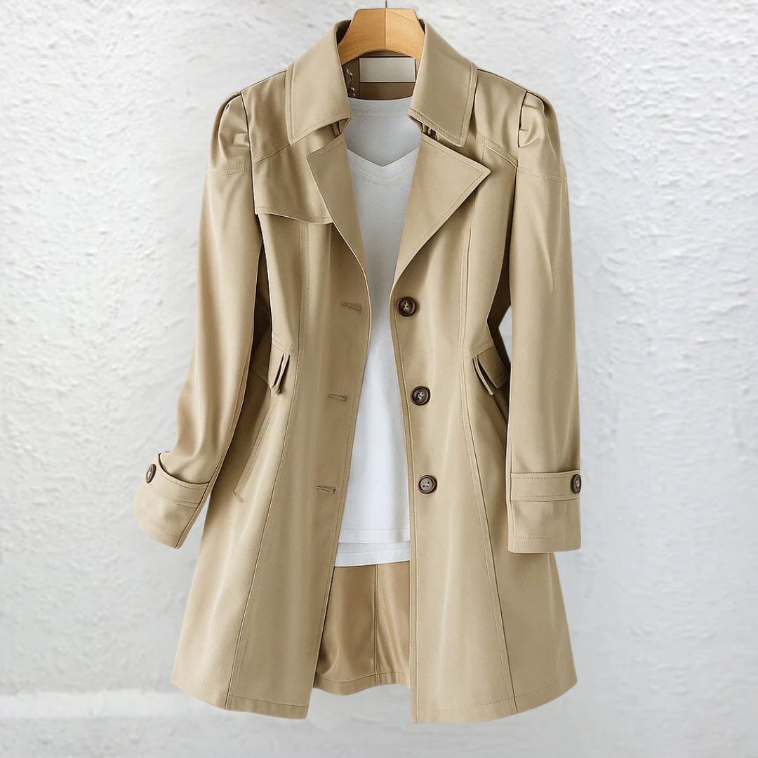 Gerlotte | Damen Trenchcoat Figurbetont Mantel - Beige - Image 4
