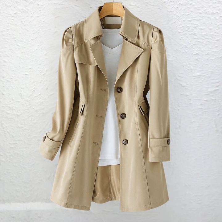 Gerlotte | Damen Trenchcoat Figurbetont Mantel - Beige - Image 4