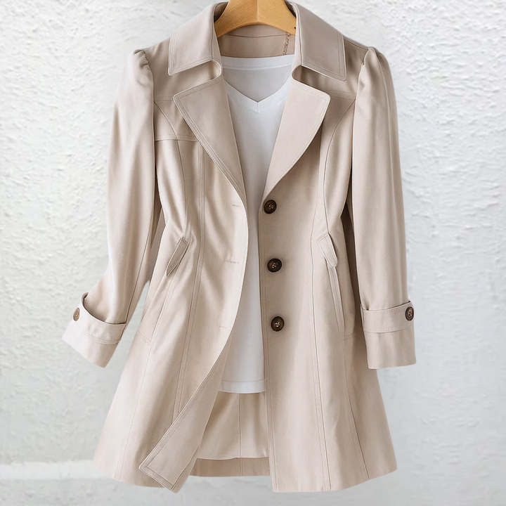 Gerlotte | Damen Trenchcoat Figurbetont Mantel - Beige - Image 5