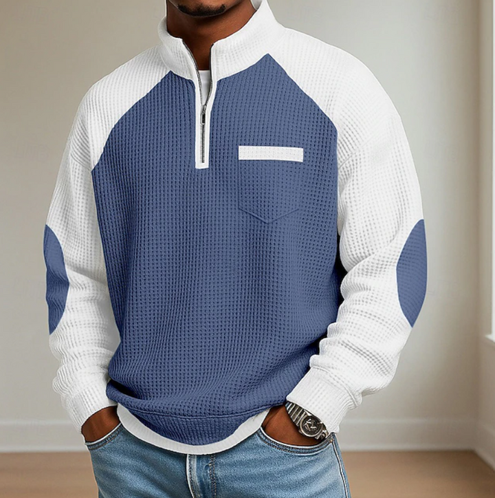 Gerlund | Herren Strickpullover mit Halbreißverschluss - Blue - Image 1