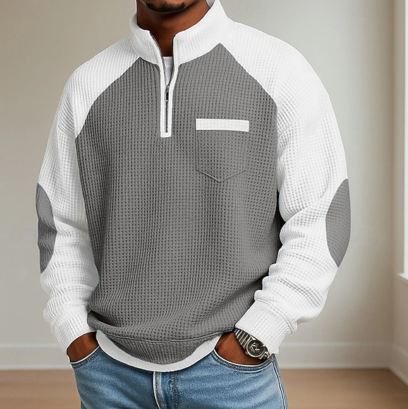 Gerlund | Herren Strickpullover mit Halbreißverschluss - Blue - Image 2