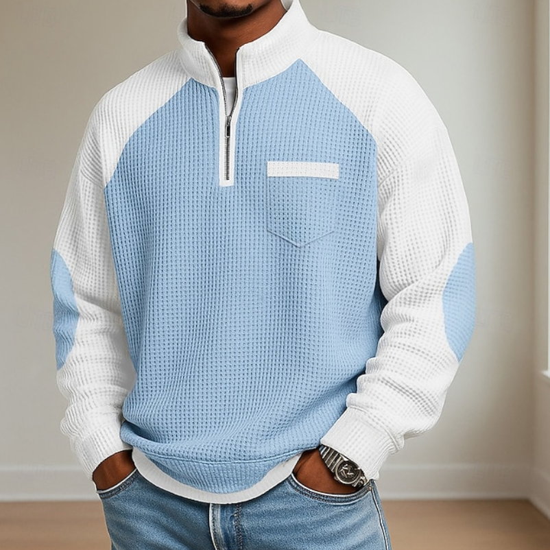 Gerlund | Herren Strickpullover mit Halbreißverschluss - Blue - Image 4