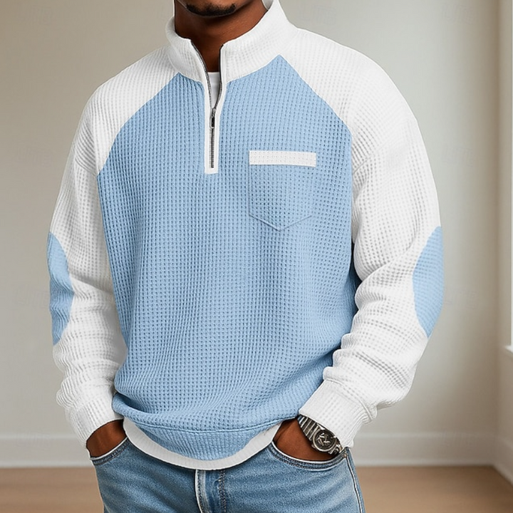 Gerlund | Herren Strickpullover mit Halbreißverschluss - Blue - Image 4