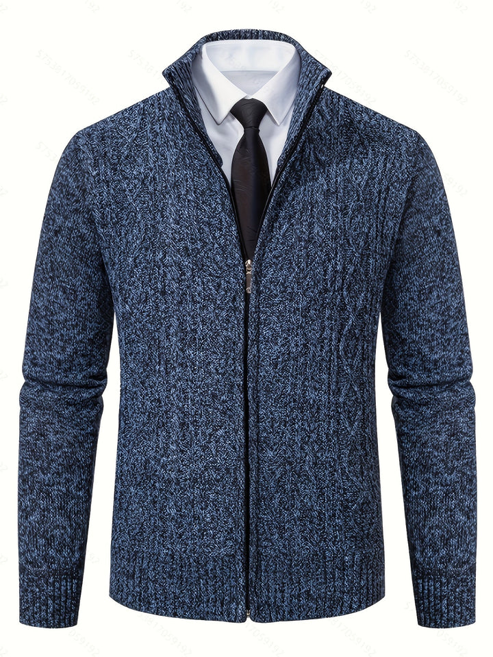 Gerold | Herren Strickjacke Reißverschluss Zopfmuster - Black - Image 14