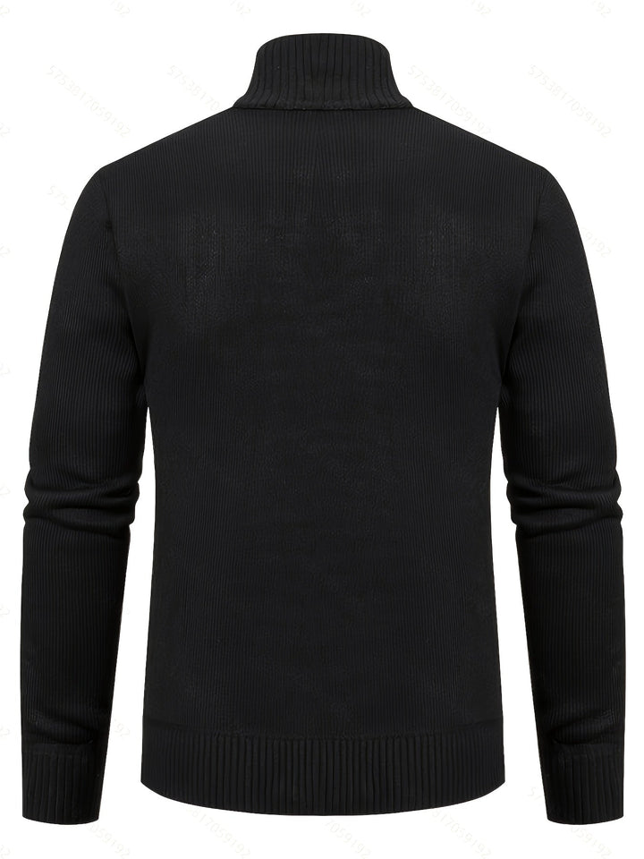Gerold | Herren Strickjacke Reißverschluss Zopfmuster - Black - Image 2