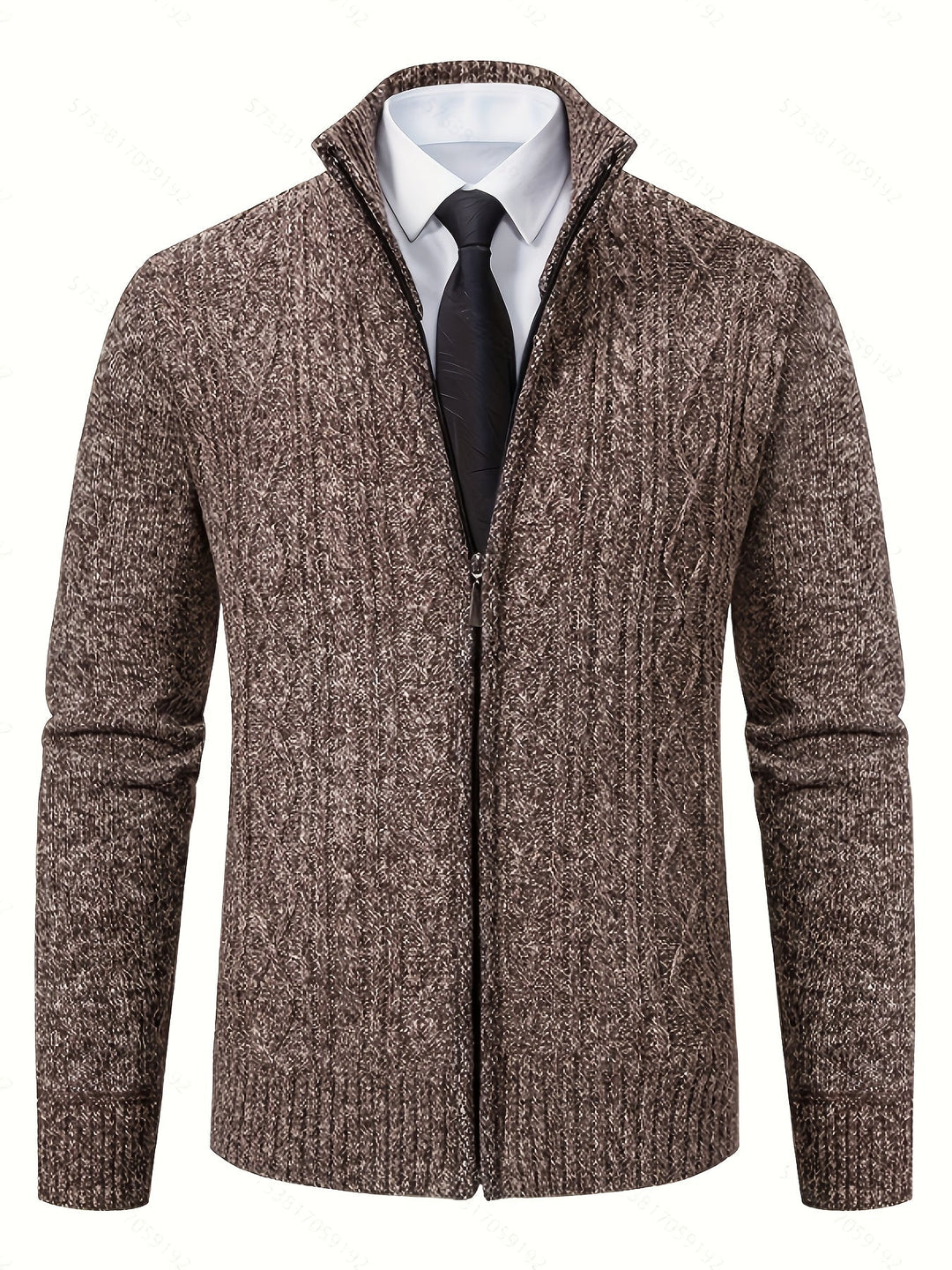 Gerold | Herren Strickjacke Reißverschluss Zopfmuster - Black - Image 20