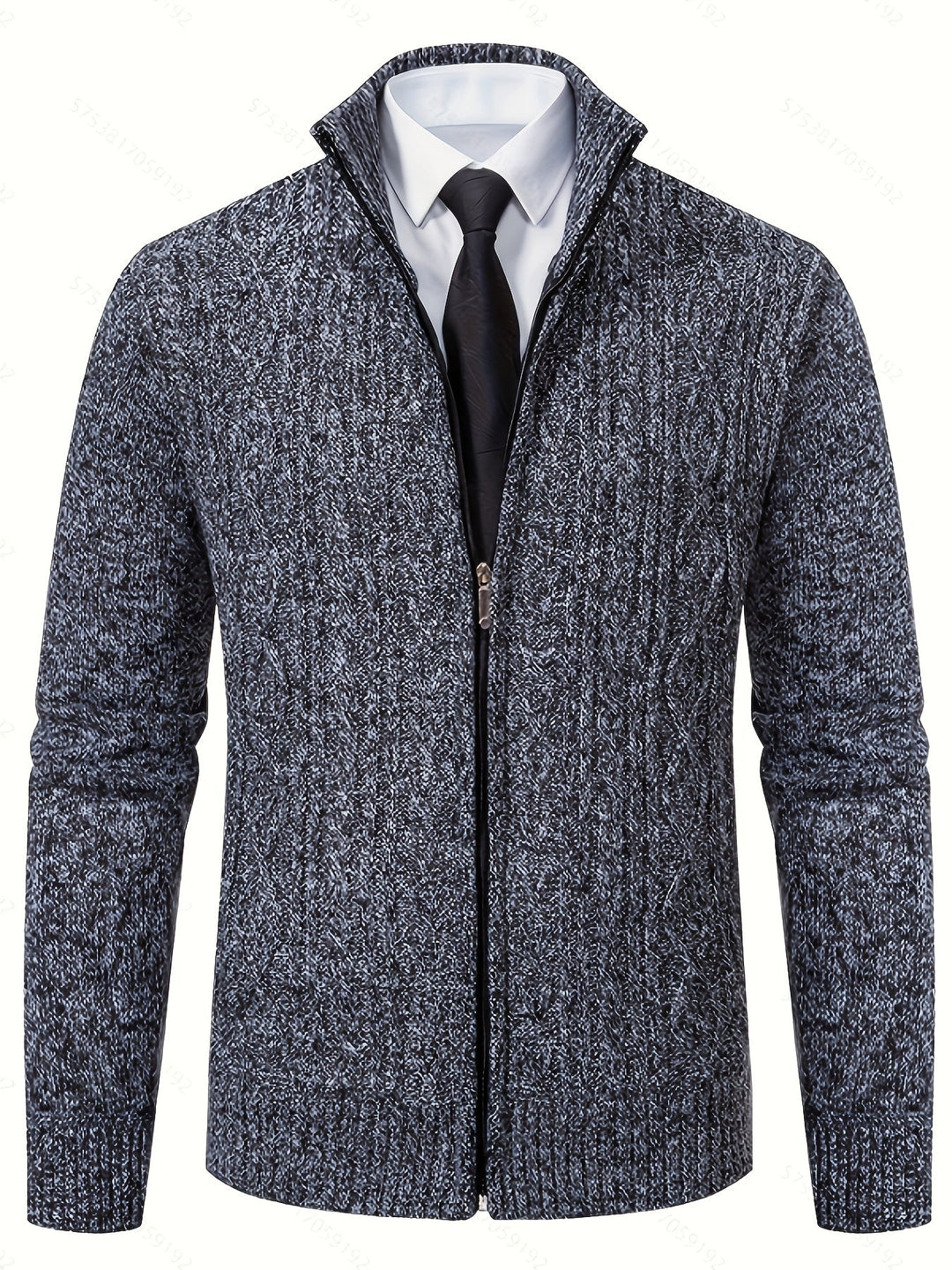 Gerold | Herren Strickjacke Reißverschluss Zopfmuster - Black - Image 26