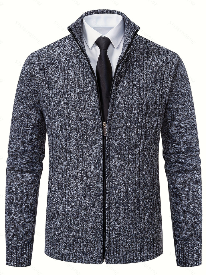 Gerold | Herren Strickjacke Reißverschluss Zopfmuster - Black - Image 26
