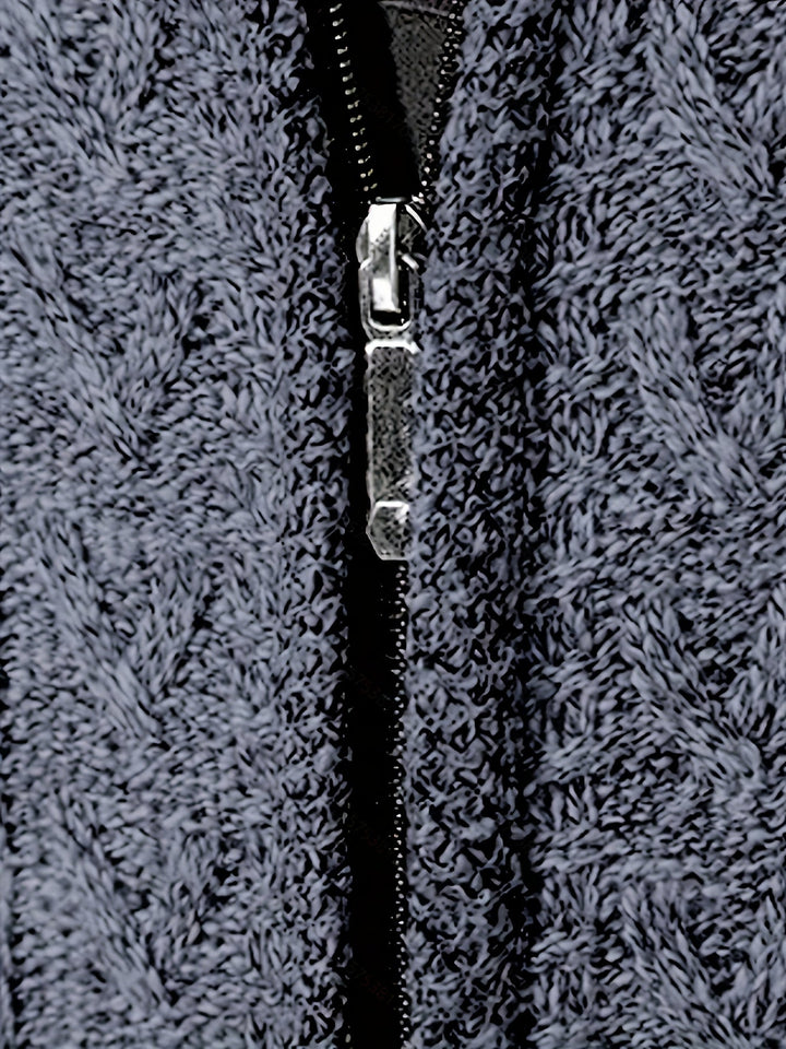 Gerold | Herren Strickjacke Reißverschluss Zopfmuster - Black - Image 28