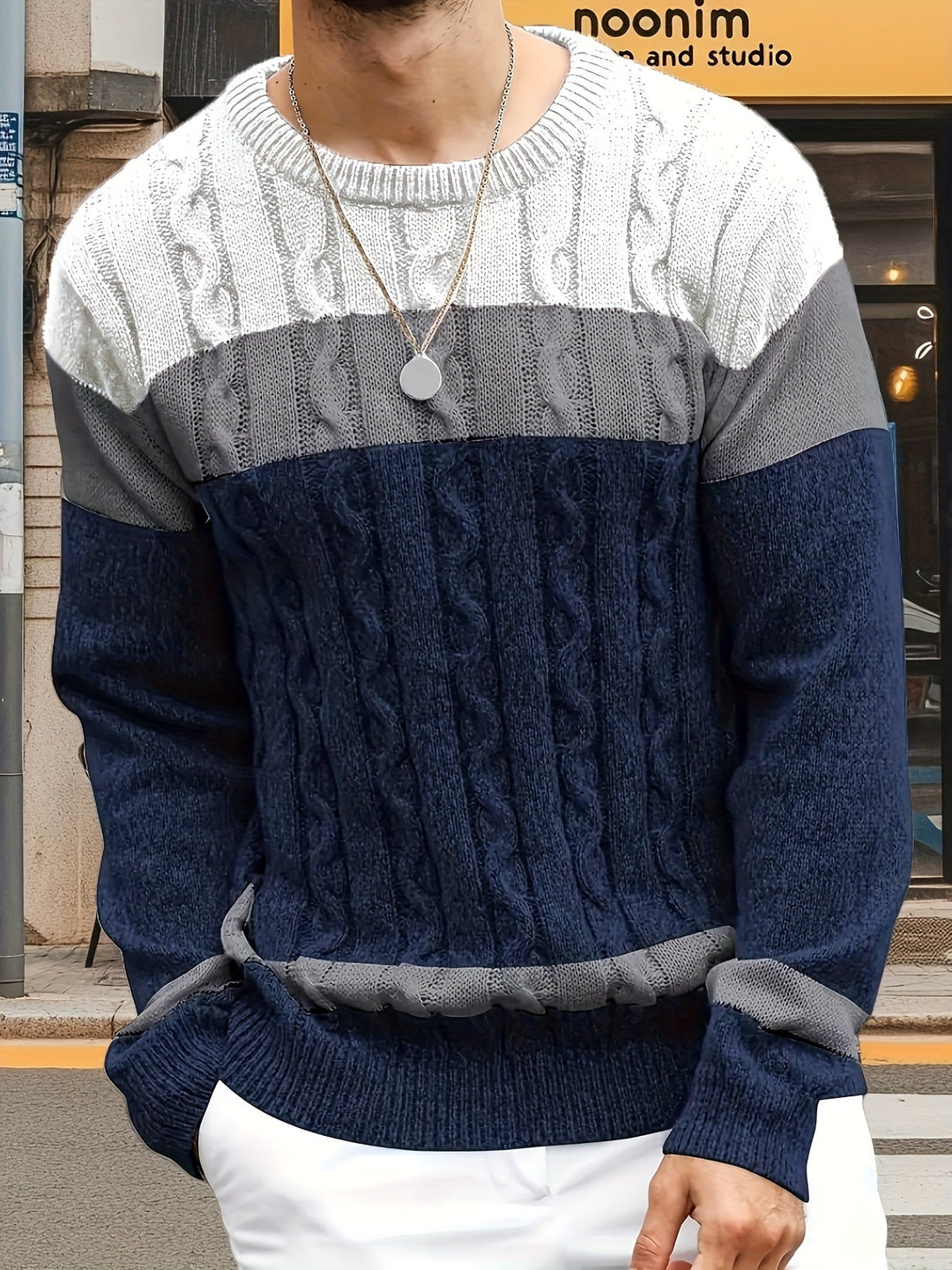 Gerwin | Herren Colorblock Strickpullover Rundhals - Image 4