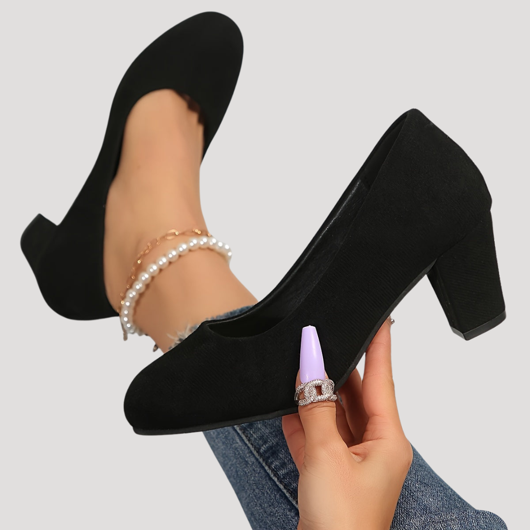Giselle | Damen Blockabsatz Pumps mit rundem Zehenbereich - Red - Image 5