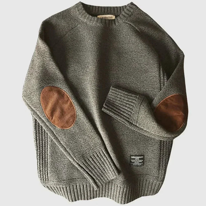 Emil | Herren pullover Rundhals Ellenbogenpatches Winterpullover