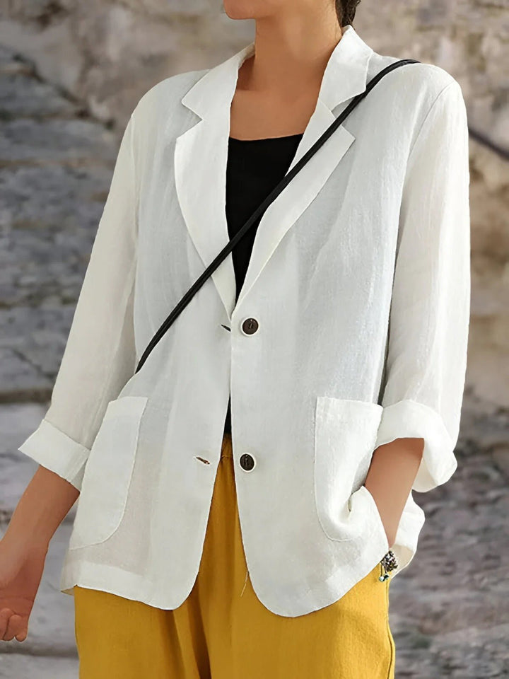 Greta | Damen Business Blazer mit Knöpfen - Yellow - Image 3