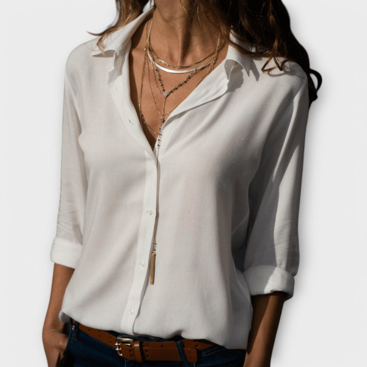 Greta | Damen Klassische Hemdbluse Langarm - White - Image 1