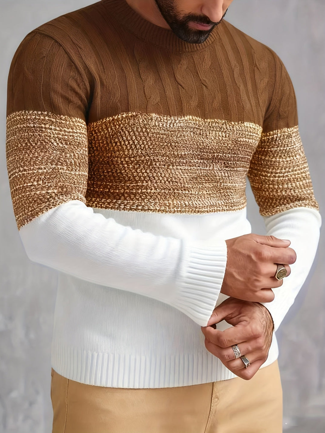 Grimolf | Herren Colour-Block Strickpullover - Image 7