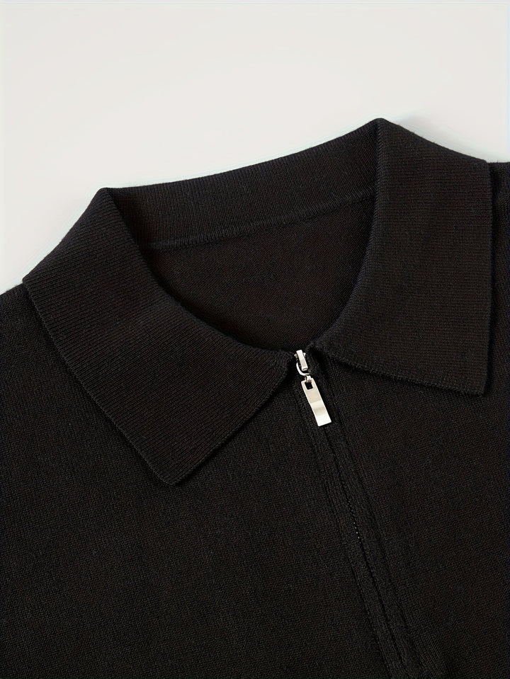 Grimwald | Herren Strickpullover Polokragen Reißverschluss - Black - Image 6