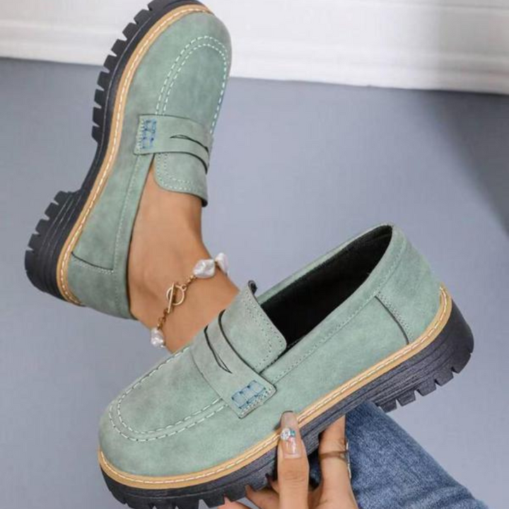 Gudrun | Damen Platform Loafer mit rutschfester Sohle - Beige - Image 3